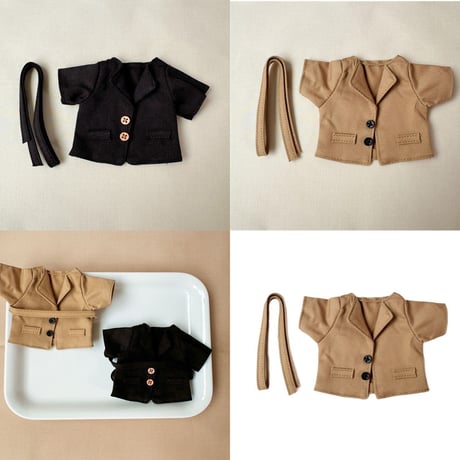 【ぬい服】 10〜15cmぬいぐるみ用 レトロ風トレンチコート