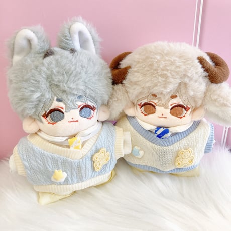 【ぬい服】ぬいぐるみ用 シャツ&ベスト&ネクタイ&パンツセット 10cm用