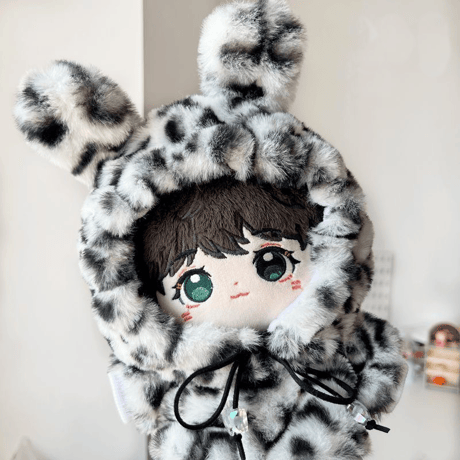【ぬい服】ぬいぐるみ用ヒョウ柄パーカー/15~20cm用