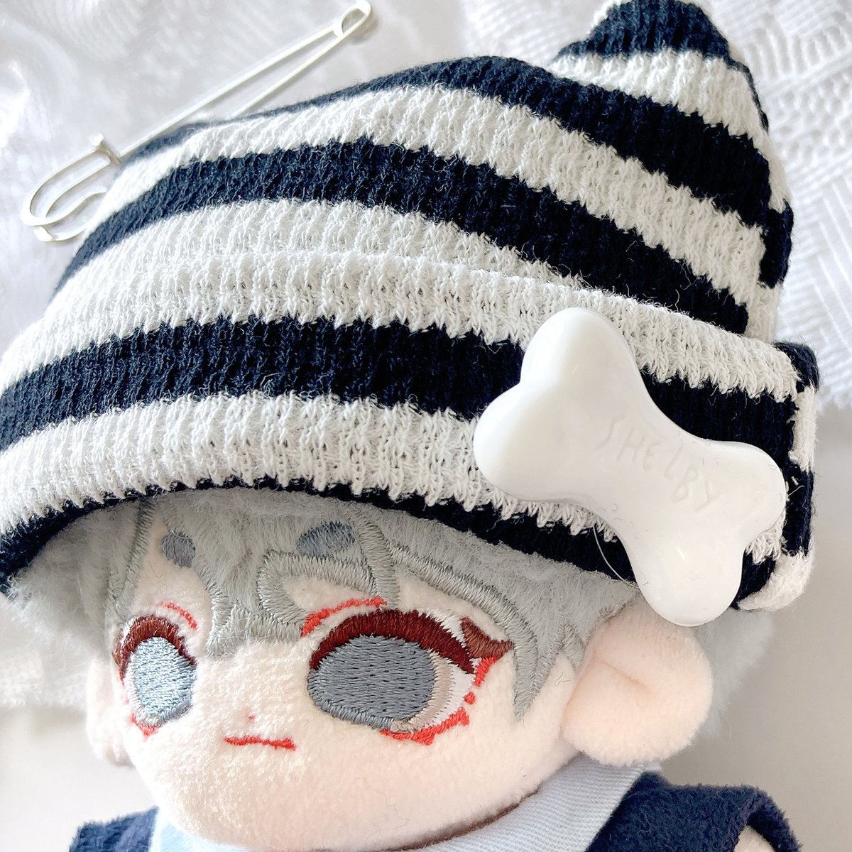 ぬい服】ボーダー猫耳ニット帽&トップスセット 10cmぬいぐるみ用 | G