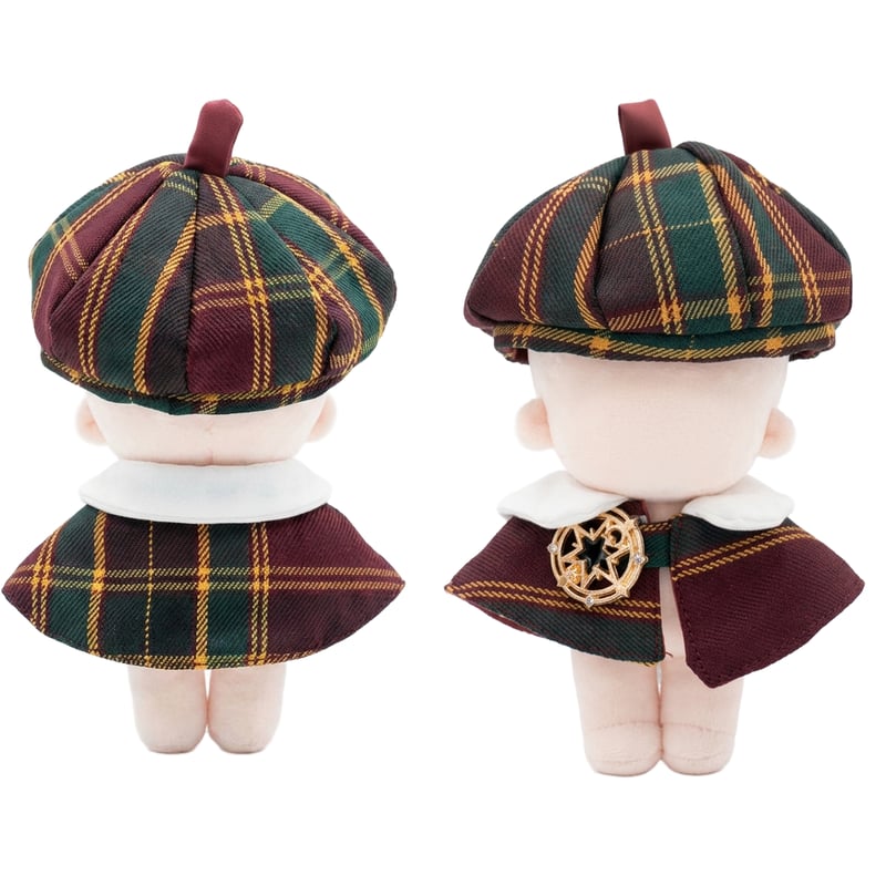 ぬい服】 チェック型ベレー帽&ポンチョセット 10cm用 | G.triGer