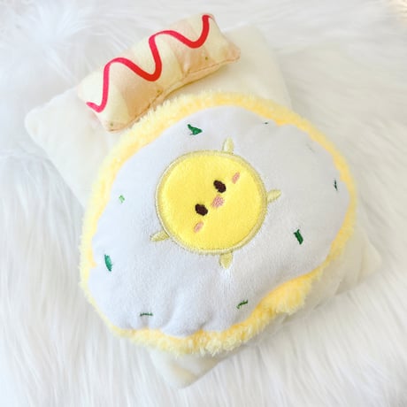 【ぬい服】ぬいぐるみ用ふわふわお布団 【ハンバーガー・目玉焼き】10〜15cm 用【推し活グッズ】