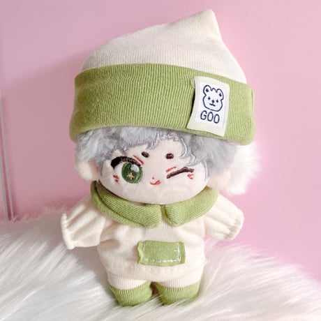 【ぬい服】パジャマセット(帽子&ワンピース&靴) 　10cmぬいぐるみ用