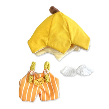 【ぬい服】バナナ型帽子&オーバーオールセット  10cm用