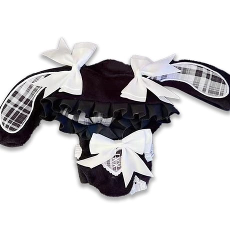 ぬい服　ぬいぐるみ用チェック柄うさ耳着ぐるみ【10~15cm用】【推し活グッズ】