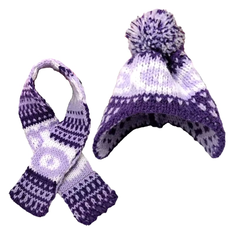 ぬい服】ノルディック柄ニット帽&マフラーセット 10cmぬいぐるみ用 | G