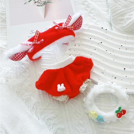 【ぬい服】ぬいぐるみ着ぐるみ＆垂れ耳付き ヘッドドレスセット10~15cm用【推し活グッズ】