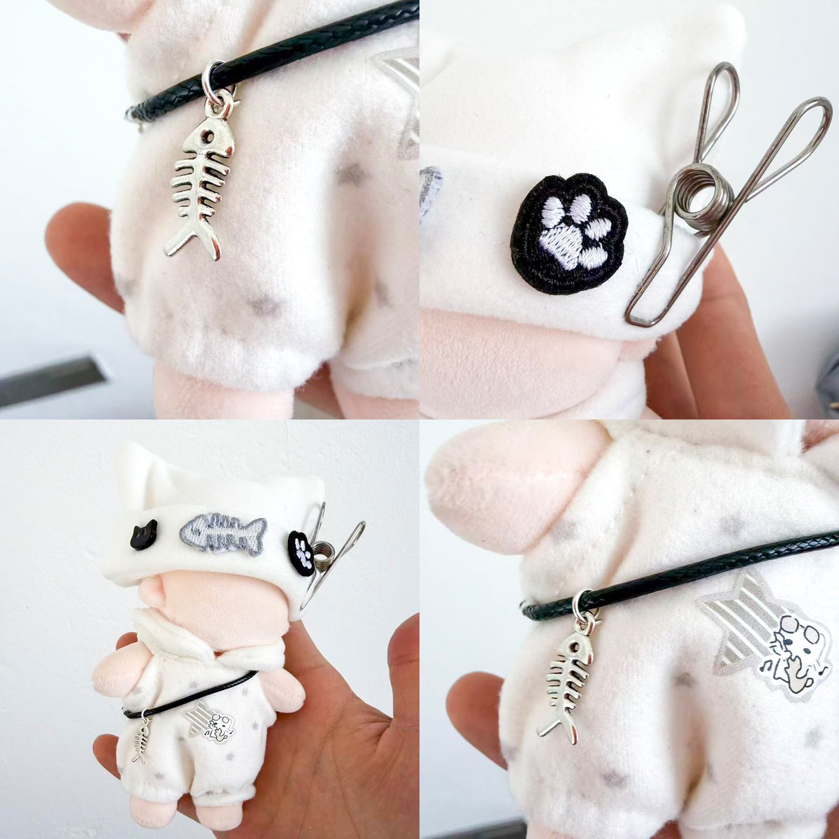 ぱんけーきねこ ➷ プロフ 　ぬい服オーダー 10cm ぬい服【豪華3点セット】にゃんこパンク・ストリートコーデ（帽子
