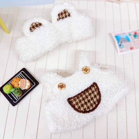 【ぬい服】くま耳ヘッドバンド&サロペットセット【20cm用】【推し活グッズ】