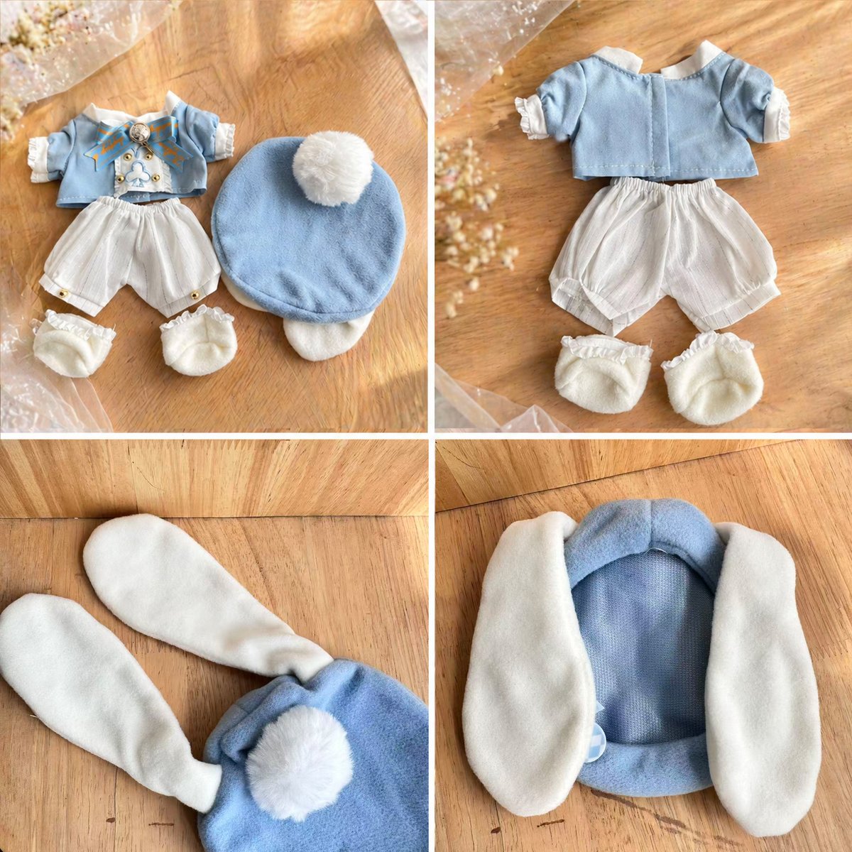 20cmぬいぐるみ用 ぬい服 5点セットベレー帽・上着・パンツ・靴・ヘア