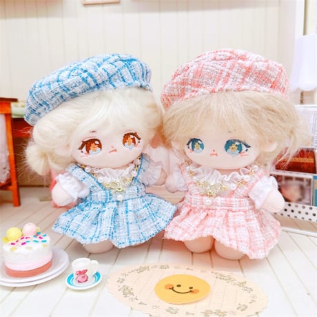 【ぬい服】 ツイードぬい服【10~15cm用】 ワンピース・シャツ・ベレー帽・ネックレス 4点セット【推し活グッズ】