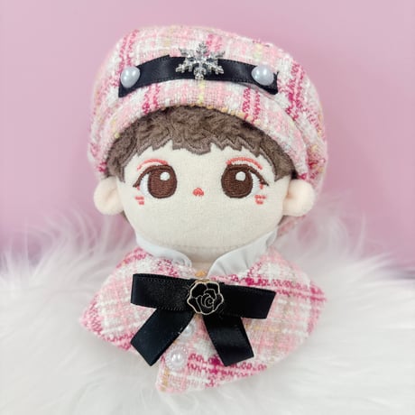ぬい服　ツイード  ベレー帽&ケープ 10cm用【推し活グッズ】