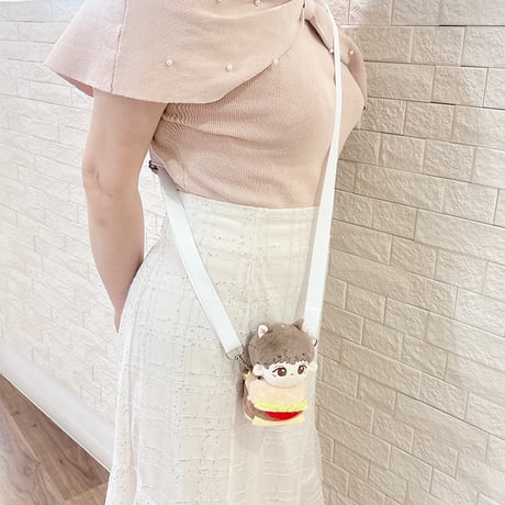 【ぬいバッグ】【ぬい服】ショルダーストラップ付きぬいぐるみ用 着ぐるみ【ハンバーガー】10~15cm 用【推し活グッズ】