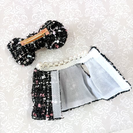ぬい服　ツイードぬい服【ワンピース・リボン2点セット】10~15cm用【推し活グッズ】