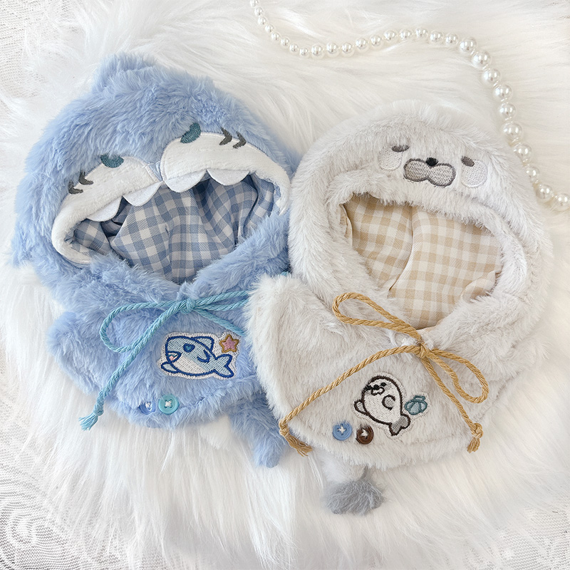 ぬい服】ぬいぐるみ用ポンチョ (15cm 用 )【サメ・アザラシ】【推し活