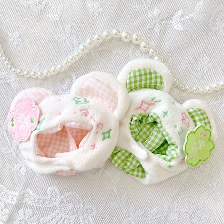 【ぬい服】ぬいぐるみ用クローバー付き着ぐるみキャップ【10cm用】【推し活グッズ】