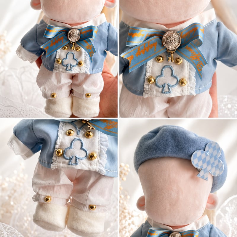 20cmぬいぐるみ用 ぬい服 5点セットベレー帽・上着・パンツ・靴・ヘア