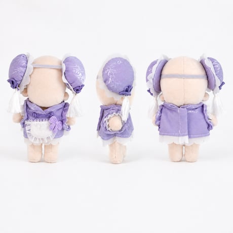 【10cmぬい服】中華風お団子ヘア＆フリルワンピセット（ピンク / パープル）