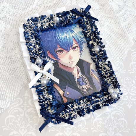 【推し活グッズ】パール&リボン付きツイードトレカケース