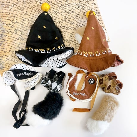【ぬい服】魔法使いぬい服【帽子&尻尾&サロペット&衿セット】10cm用【推し活グッズ】