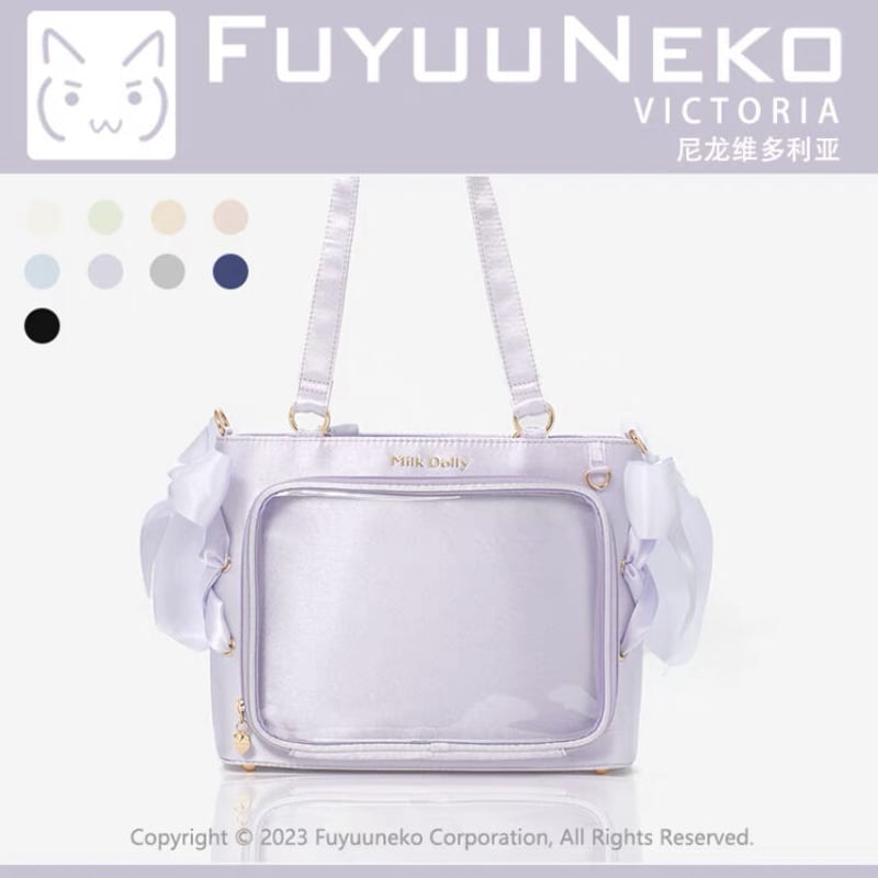 FUYUUNEKO】サイドリボン付きサテン痛バッグ【推し活グッズ FUYUUNEKO】サイドリボン付きサテン痛バッグ【推し活グッズ