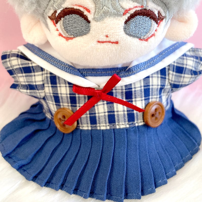 ぬい服】チェック柄セーラーワンピース 10cmぬいぐるみ用 | G.triGer