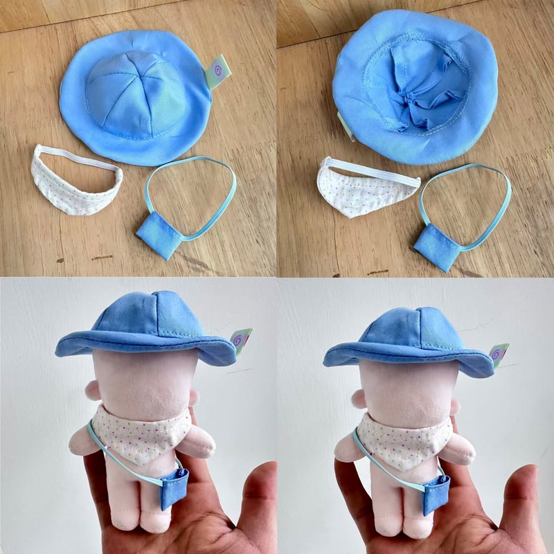 ぬいの幼稚園3点セット 帽子・バッグ・よだれかけ 10cm〜13cm ぬい服
