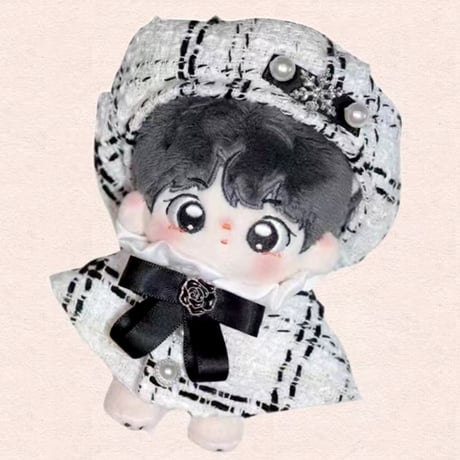 ぬい服　ツイード  ベレー帽&ケープ 10cm用【推し活グッズ】