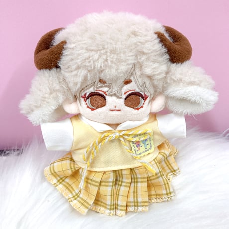 【ぬい服】シャツ&チェックスカートセット　10cm用