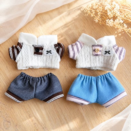 10cmぬいぐるみ用 ぬい服 2点セットカジュアル ニットベスト・ショートパンツ