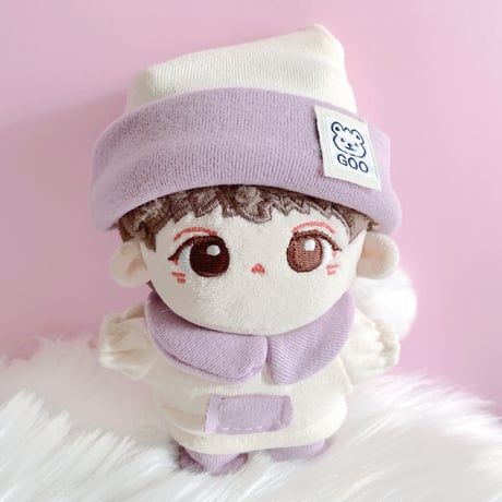 【ぬい服】パジャマセット(帽子&ワンピース&靴) 　10cmぬいぐるみ用