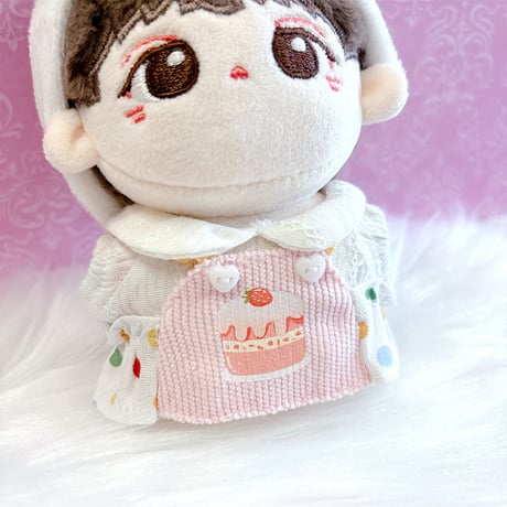 【ぬい服】ぬいぐるみ用着ぐるみ【ケーキ】 ( シャツ・エプロン・ヘッドドレスセット ) 10~15cm 用【推し活グッズ】
