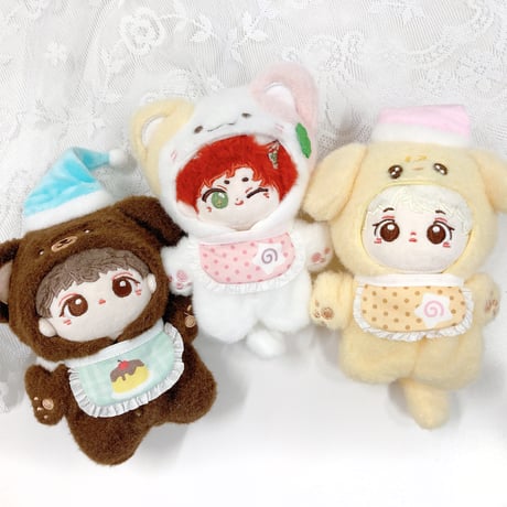 【ぬい服】スタイ付きもこもこアニマル着ぐるみ　10cmぬいぐるみ用