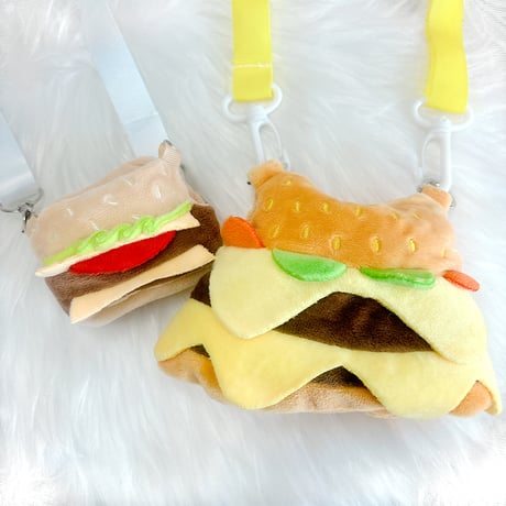 【ぬいバッグ】【ぬい服】ショルダーストラップ付きぬいぐるみ用 着ぐるみ【ハンバーガー】10~15cm 用【推し活グッズ】