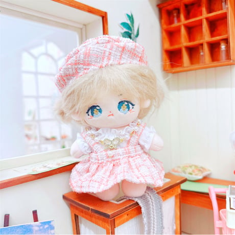 【ぬい服】 ツイードぬい服【10~15cm用】 ワンピース・シャツ・ベレー帽・ネックレス 4点セット【推し活グッズ】