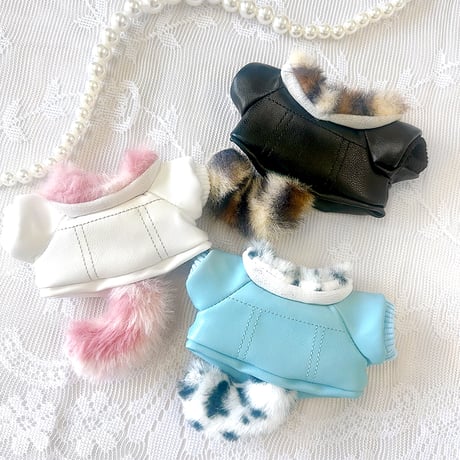 【ぬい服】ふわふわしっぽ付き革ジャケット 【推し活グッズ】