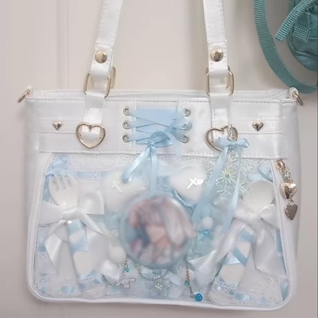 【呜咚小铺】レースアップサテン痛バッグ【推し活グッズ】