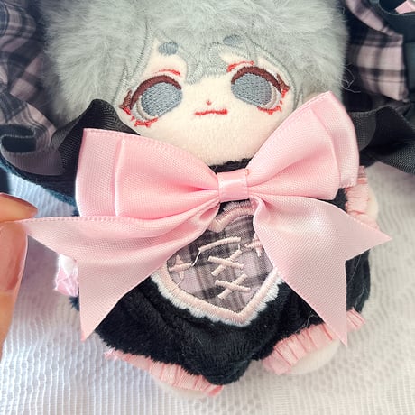 ぬい服　ぬいぐるみ用チェック柄うさ耳着ぐるみ【10~15cm用】【推し活グッズ】