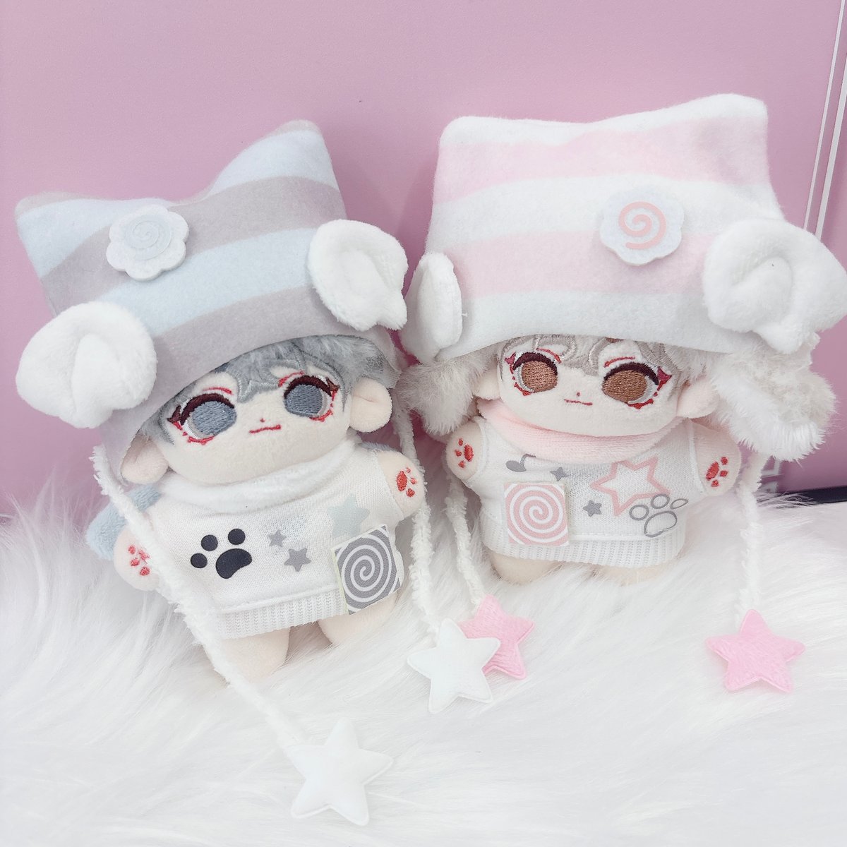 ぬい服 猫耳ニット帽&羽付きスウェットセット 10cm用【推し活 ぬい服 猫耳ニット帽&羽付きスウェットセット 10cm用【推し活