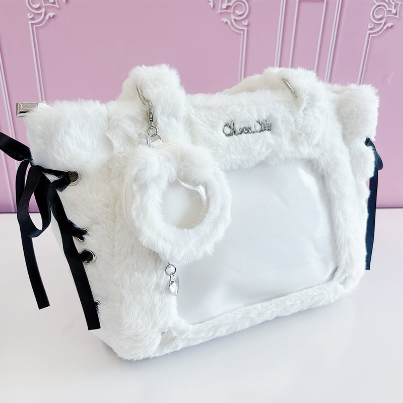 Choco Lily】猫耳缶バッジケース付きファー痛バッグ【推し活グッズ