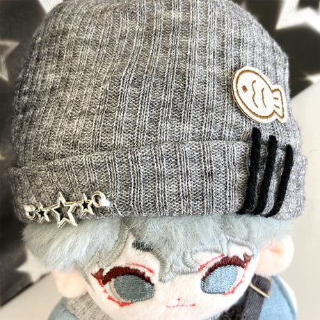【ぬい服】ニット帽&シャツ&オーバーオールセット　10cm用【推し活グッズ】