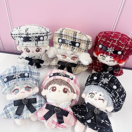ぬい服　ツイード  ベレー帽&ケープ 10cm用【推し活グッズ】