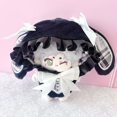 ぬい服　ぬいぐるみ用チェック柄うさ耳着ぐるみ【10~15cm用】【推し活グッズ】