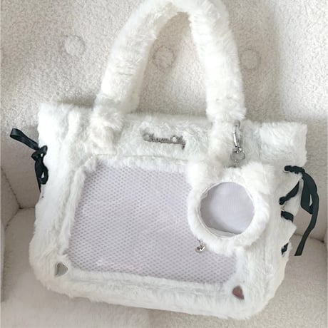 【Choco Lily】猫耳缶バッジケース付きファー痛バッグ【推し活グッズ】