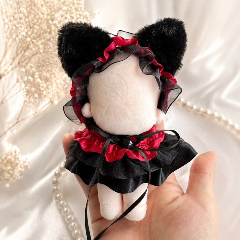 あページ ぬい服 ヘッドドレス+しっぽ / スタイ 2点 10cmぬい用】ネコミミヘッドドレス＆ドレス 2点セット | G.triGer