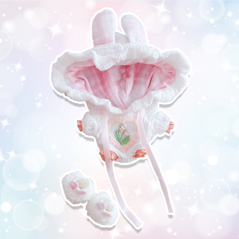 ぬいぐるみ用うさ耳着ぐるみ・うさ耳シューズセット【10~15cm用