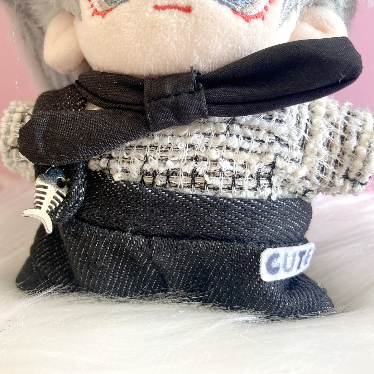 ぬい服】猫耳ニット帽&ニット&サロペット&マフラーセット 10cm用 | G