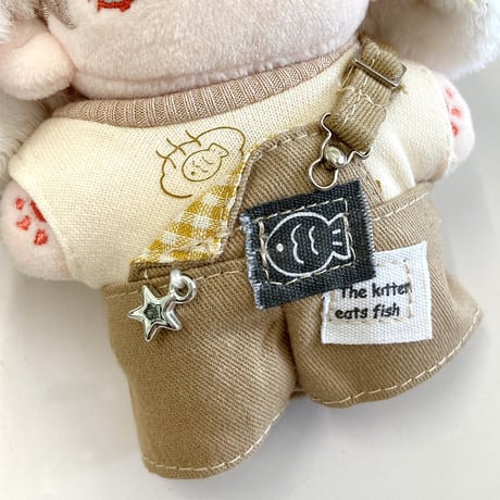 【ぬい服】ニット帽&シャツ&オーバーオールセット　10cm用【推し活グッズ】