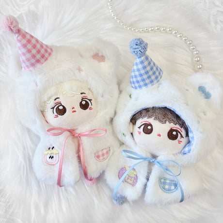 【ぬい服】 ぬいぐるみ用ふわふわくまポンチョ【10~15cm 用】【推し活グッズ】