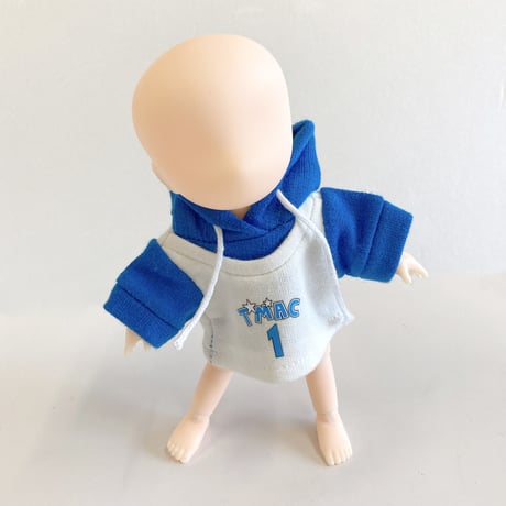 【ぬい服】バスケビブス風パーカー　細身のぬいぐるみ・ドール用